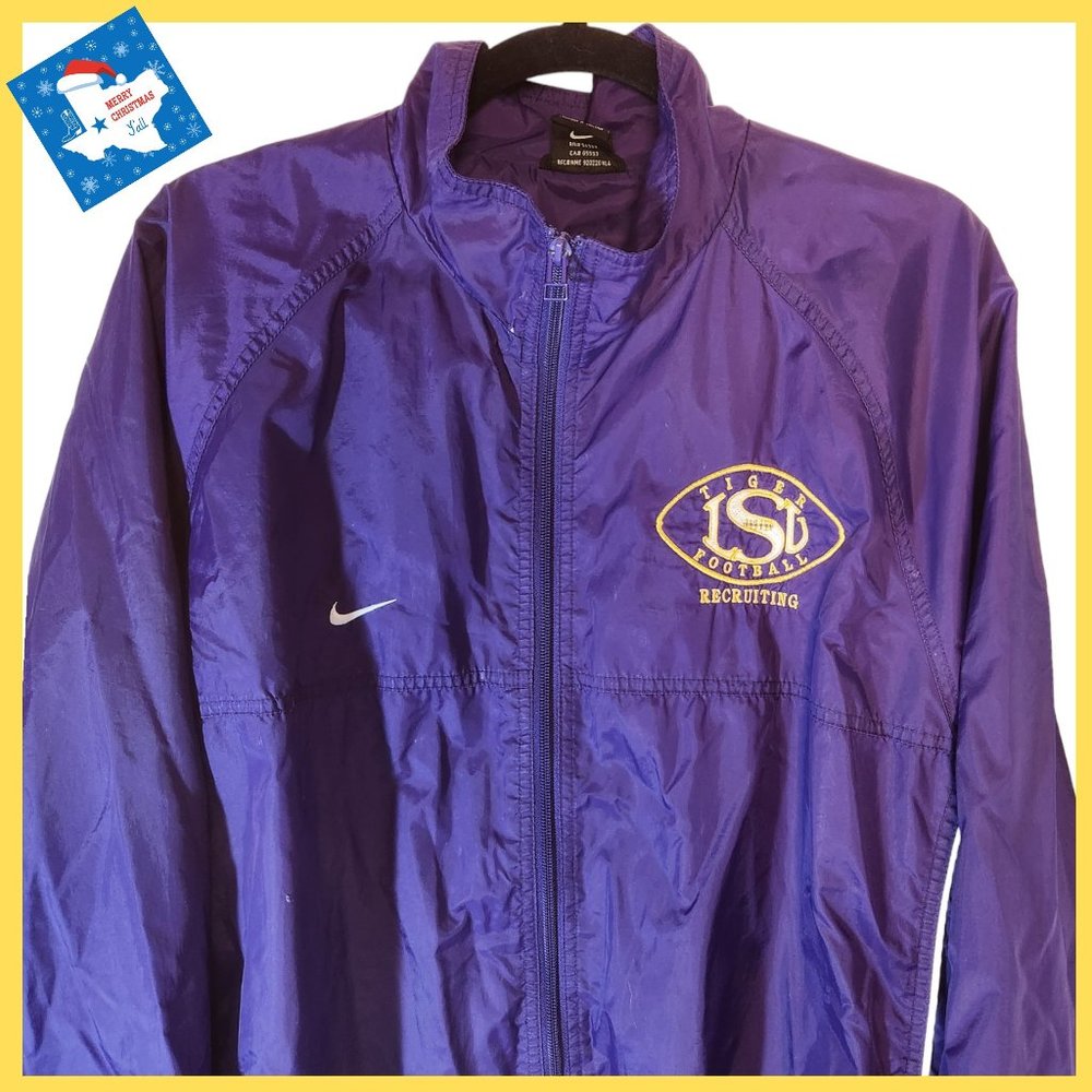 Nike LSU Tigers Football Recruiting Windbreaker Jacket Men’s L Purple Full Zip - Picture 9 of 10